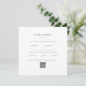ネイビーとホワイトの結婚式QRコードII RSVP 招待状 (スタンド正面)