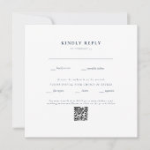 ネイビーとホワイトの結婚式QRコードII RSVP 招待状 (正面)