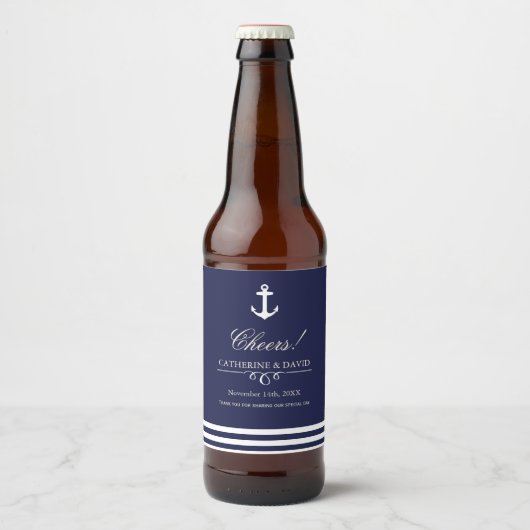 ネイビーとホワイトの航海のボトルラベル ビールラベル (正面)