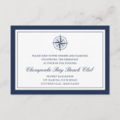 ネイビーとホワイトの航海コンパス結婚式の披露宴 エンクロージャーカード (正面)