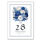 ネイビーとホワイトの花柄ウェディング テーブルナンバー (裏面)