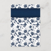 ネイビーとホワイトの花柄ダマスク ウェディング返信カード 出欠カード (裏面)