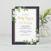 ネイビーとホワイトの花柄招待状 招待状 (スタンド正面)