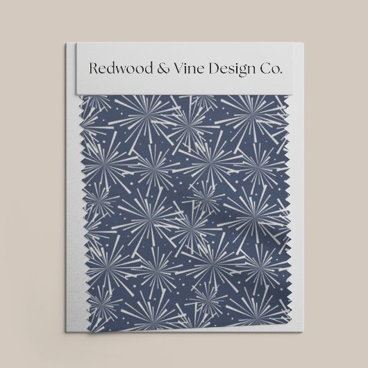 ネイビーとホワイトの花火パターン ファブリック