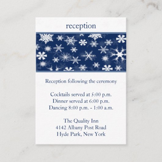 ネイビーとホワイトの雪片エンクロージャカード エンクロージャーカード (正面)