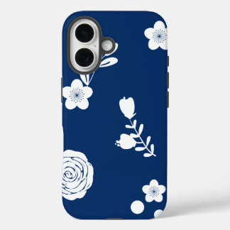 ネイビーとホワイトのiPhoneケース iPhone 16ケース