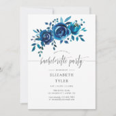 ネイビーとホワイトウォーターのカラーバチェロレッテ 招待状 (正面)