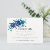 ネイビーとホワイトウォーターのカラーフローラウェディングレセプション 招待状 (スタンド正面)
