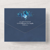 ネイビーとホワイトウォーターのカラーフローラ結婚ズ オールインワン招待状 (裏面)