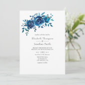 ネイビーとホワイトウォーターのカラーフローラ結婚ズ 招待状 (スタンド正面)