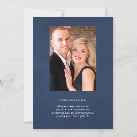 ネイビーとホワイトウォーターのカラーフローラ結婚ズ 招待状 (裏面)