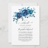 ネイビーとホワイトウォーターのカラーフローラ結婚Virtual 招待状 (正面)