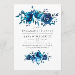 ネイビーとホワイトウォーターのカラー婚約パーティ招待状 招待状