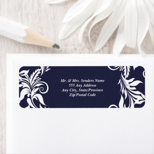 ネイビーとホワイトエレガントスタイル結婚のレーベル ラベル (インサイチュ)