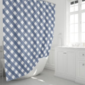 ネイビーとホワイトギンガムプレイド シャワーカーテン