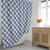 ネイビーとホワイトギンガムプレイド シャワーカーテン
