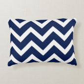 ネイビーとホワイトシェブロンのジグザグパターン アクセントクッション (正面)