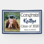 ネイビーとホワイトスクールのカラー写真 横断幕 (横)