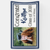 ネイビーとホワイトスクールのカラー写真 横断幕 (縦)