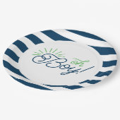 ネイビーとホワイトストライプのベイビーシャワープレート ペーパープレート (アングル)