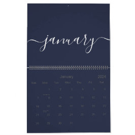 ネイビーとホワイトミニマリスト2024 カレンダー
