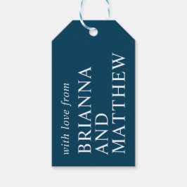 ネイビーとホワイトモダンタイポグラフィ結婚ズ・サンキュー ギフトタグ