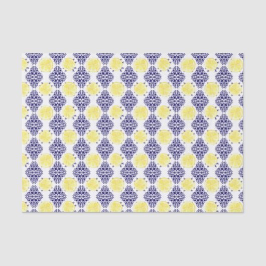ネイビーとホワイトレモンダマスクのパターン 薄葉紙 (正面)