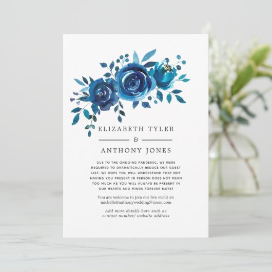 ネイビーとホワイト減らフローラのゲスト一覧 案内状 (スタンド正面)