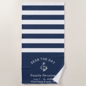 ネイビーとホワイト – デザイン独自のビーチタオル ビーチタオル (正面)