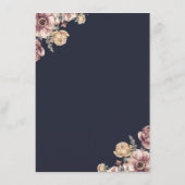 ネイビーとマウヴのフローラ結婚ズ・インフォメーション・ゲスト エンクロージャーカード (裏面)