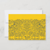 ネイビーとマスタードの孔雀の愛の鳥パター結婚ンの 出欠カード (裏面)