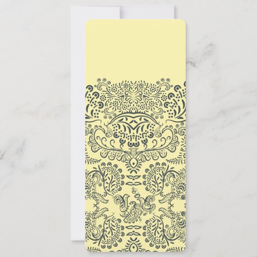 ネイビーとマスタードの孔雀の愛の鳥パター結婚ンの 招待状 (裏面)