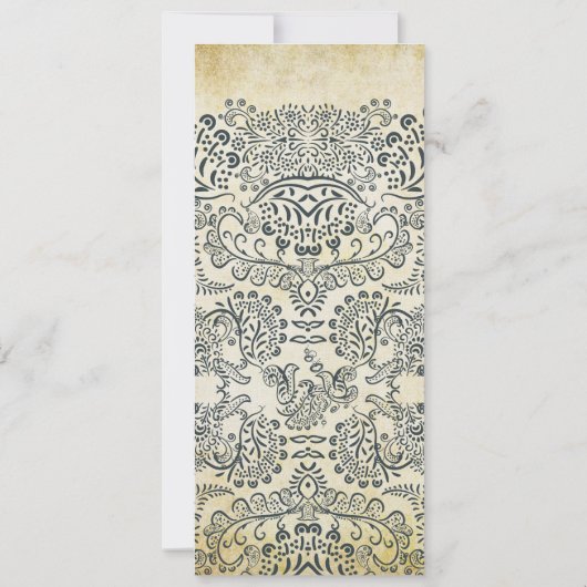 ネイビーとマスタードラブバードペイズリーパター結婚ン 招待状 (裏面)