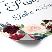 ネイビーとマルサラのフローラ愛は甘いサインのポスター ポスター (角)