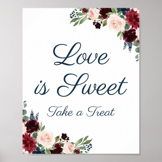 ネイビーとマルサラのフローラ愛は甘いサインのポスター ポスター (正面)