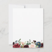 ネイビーとマルサラのフローラ結婚式の日付カードを保存 セーブザデート (裏面)