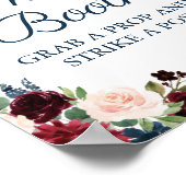 ネイビーとマルサラの花の結婚式写真ブース看板 ポスター (角)