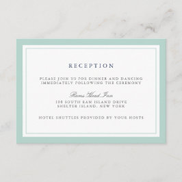 ネイビーとミントのボーダー結婚式の受付カード エンクロージャーカード