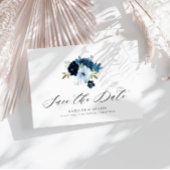 ネイビーとライトブルーのフローラは日付はがきを保存 ポストカード