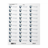 ネイビーとライトブルーのフローラ住所 シール (フルシート)