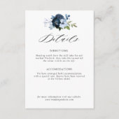 ネイビーとライトブルーのフローラ結婚の詳細カード エンクロージャーカード (正面)