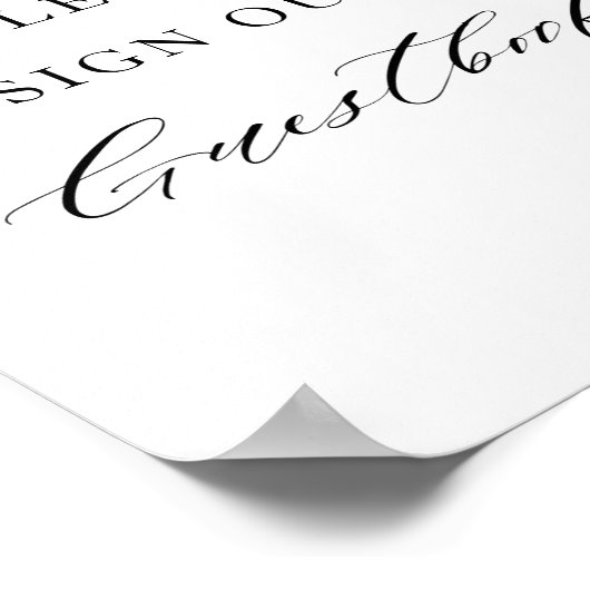 ネイビーとライトブルーのフローラ結婚ゲストブック ポスター (角)