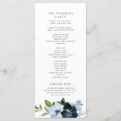 ネイビーとライトブルーのフローラ結婚式 プログラム (裏面)