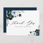 ネイビーとライトブルーのブライドメイドサンキューカード インビテーションポストカード (正面/裏面)