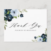ネイビーとライトブルーのブライドメイドサンキューカード インビテーションポストカード (正面)