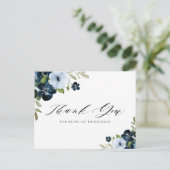 ネイビーとライトブルーのブライドメイドサンキューカード インビテーションポストカード (スタンド正面)