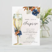 ネイビーとラストのボホ フラワー サプライズ パーティー 招待状 (スタンド正面)