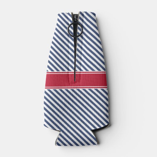 ネイビーとレッドのストライプいかりモノグラ航海のム ボトルクーラー (裏面)