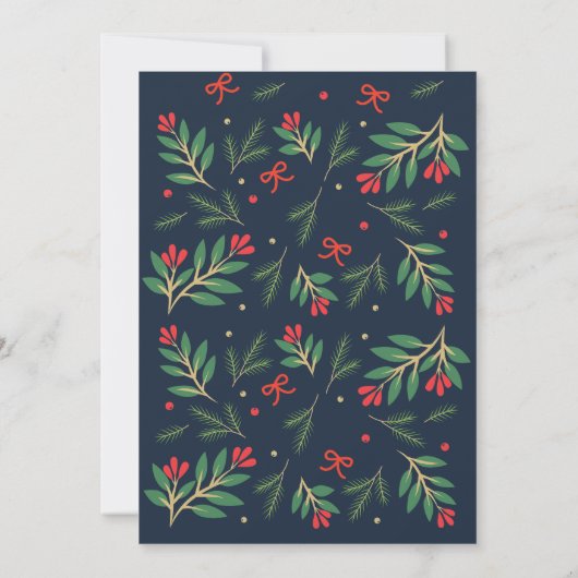 ネイビーとレッドのホリデー ブーゲス ホリデー フォト カード (裏面)