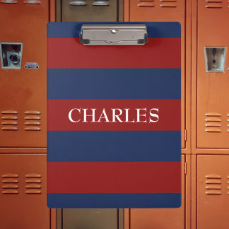 ネイビーとレッドラグビーストライプズ クリップボード